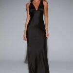Wexalora Satin Maxi Dress Black