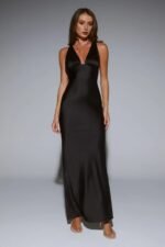 Wexalora Satin Maxi Dress Black