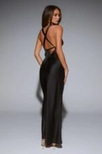 Wexalora Satin Maxi Dress Black - Image 6