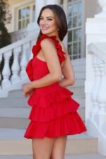 Precious Time One Shoulder Mini Dress Red - Image 3