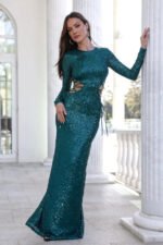 Promise Me Forever Sequin Maxi Dress Green - Image 4