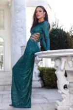 Promise Me Forever Sequin Maxi Dress Green - Image 5