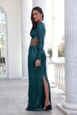 Promise Me Forever Sequin Maxi Dress Green - Image 6