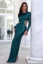 Promise Me Forever Sequin Maxi Dress Green - Image 8