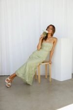 Rainbow Glow Midi Dress Sage - Image 3