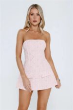 Rose Glow Strapless Mini Dress Pink - Image 2