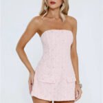 Rose Glow Strapless Mini Dress Pink
