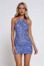 Rule With Style Sequin Mini Dress Blue - Image 2