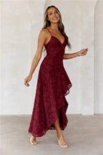 Sapphire Cascade Midi Dress Maroon - Image 3