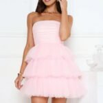 Wexalora Tulle Strapless Mini Dress Pink