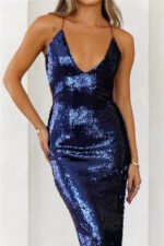 Sequin Fantasy Maxi Dress Navy - Image 5