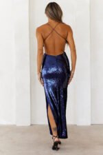Sequin Fantasy Maxi Dress Navy - Image 6