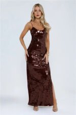 Sequin Statement Midi Dress Wine - Image 2
