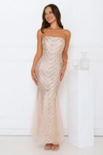 Shimmer District Sequin Strapless Maxi Dress Gold - Image 2