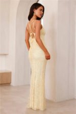 Shimmering Allure Sequin Maxi Dress Yellow - Image 4