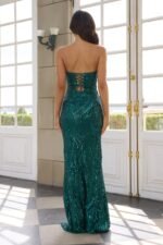 Shimmering Beauty Strapless Sequin Maxi Dress Green - Image 7