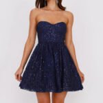 Soirée Star Strapless Sequin Mini Dress Navy