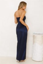 Soulmate Magic Strapless Satin Maxi Dress Navy - Image 6