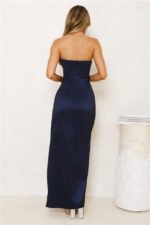 Soulmate Magic Strapless Satin Maxi Dress Navy - Image 7