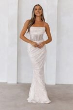 Sparkle Daze Sequin Maxi Dress White - Image 2