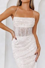 Sparkle Daze Sequin Maxi Dress White - Image 4