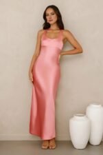 Wexalora Satin Midi Dress Pink - Image 2