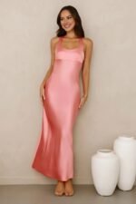 Wexalora Satin Midi Dress Pink - Image 3