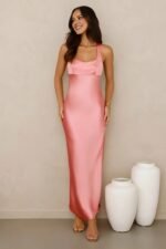 Wexalora Satin Midi Dress Pink - Image 4