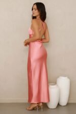 Wexalora Satin Midi Dress Pink - Image 5