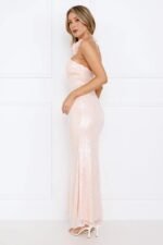 Star Shine Halter Sequin Maxi Dress Pink - Image 4