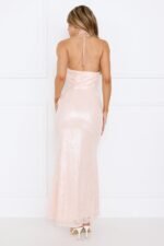 Star Shine Halter Sequin Maxi Dress Pink - Image 5
