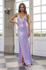 Stellar Soiree Sequin Maxi Dress Purple - Image 2