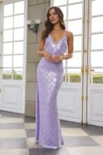 Stellar Soiree Sequin Maxi Dress Purple - Image 4