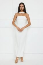 Stylish Fusion Halter Maxi Dress White - Image 2