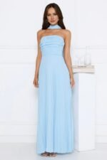 Sugar Babe Strapless Pleated Maxi Dress Blue - Image 2