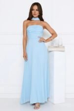 Sugar Babe Strapless Pleated Maxi Dress Blue - Image 3