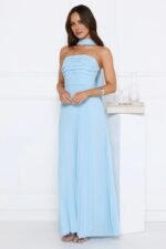 Sugar Babe Strapless Pleated Maxi Dress Blue - Image 5