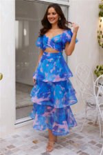 Sunny Garden Midi Dress Blue - Image 2