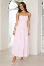 Sunshine Serenity Strapless Midi Dress Pink - Image 4