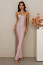 The Wexalora Strapless Satin Maxi Dress Dusty Pink - Image 2