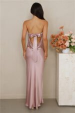 The Wexalora Strapless Satin Maxi Dress Dusty Pink - Image 6