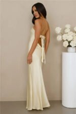 The Wexalora Strapless Satin Maxi Dress Yellow - Image 5