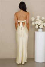 The Wexalora Strapless Satin Maxi Dress Yellow - Image 6