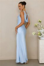 The Loretta Cowl Satin Maxi Dress Blue - Image 5