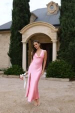 The Loretta Cowl Satin Maxi Dress Pink - Image 9