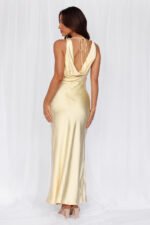 The Loretta Cowl Satin Maxi Dress Yellow - Image 6