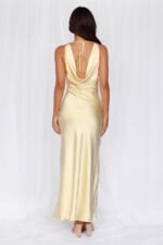 The Loretta Cowl Satin Maxi Dress Yellow - Image 7