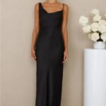 The Wexalora Cowl Satin Maxi Dress Black