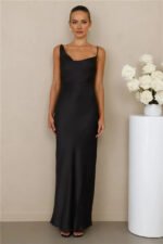 The Wexalora Cowl Satin Maxi Dress Black