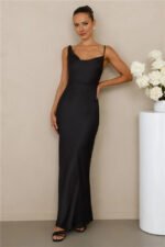 The Wexalora Cowl Satin Maxi Dress Black - Image 2